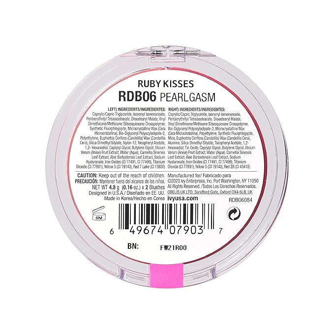 Ruby Kisses Duo Cream Blush, Smooth, Natural-Looking, Long-Lasting Face