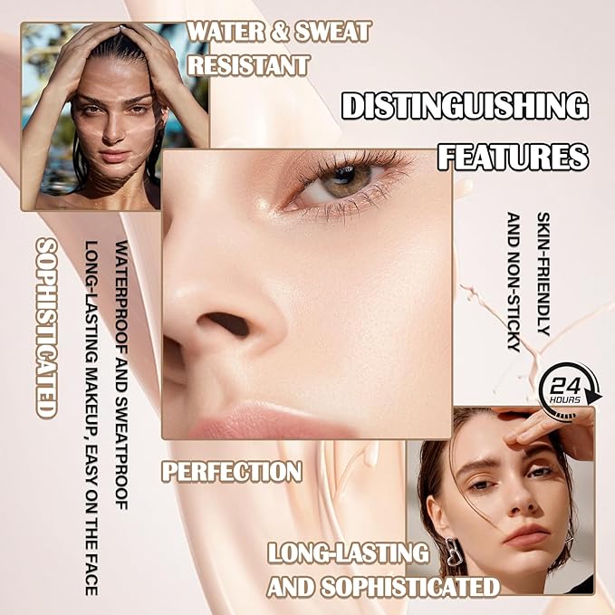 2PCS Color Changing Makeup Foundation Set with Brushes for Women