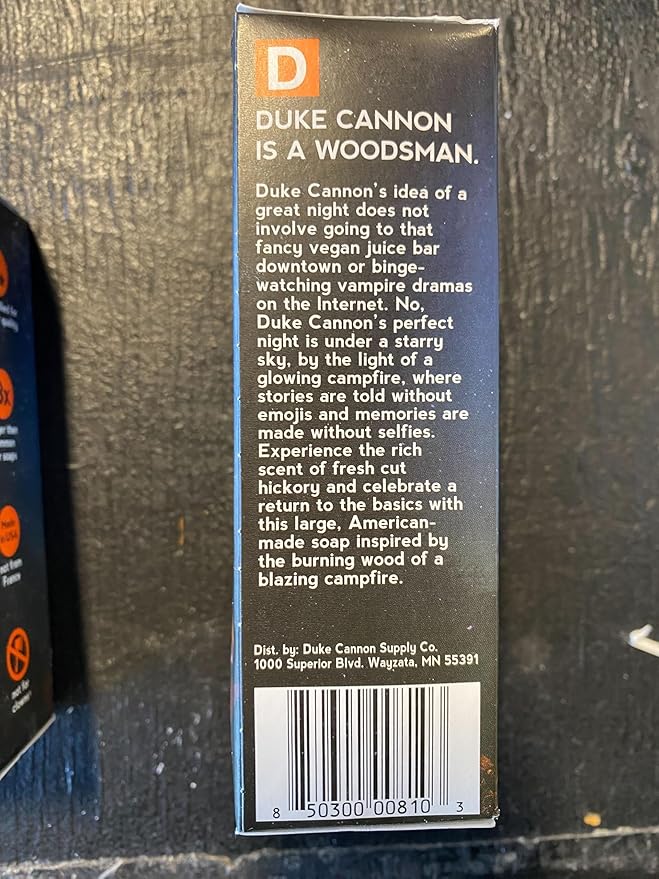 Duke Cannon Big Brick of Soap - Campfire, Smoky Hickory Scent, American-Made, Large Size, 10 oz. (3 Pack)