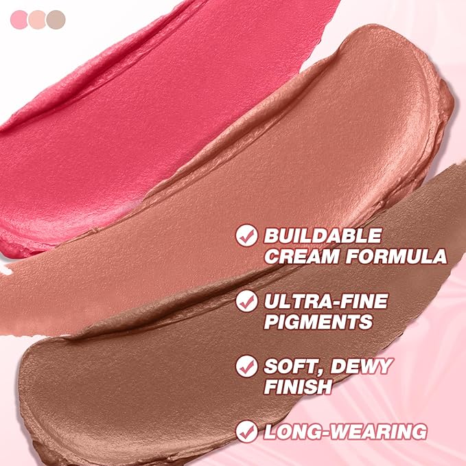 Boobeen Cream Blush Stick, Multi-Use Face Blush for & Blendable