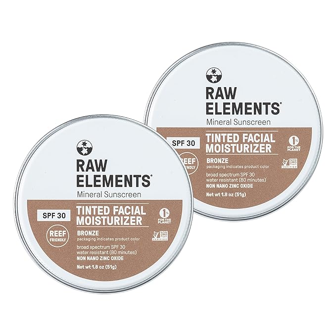 Raw Element Ultra-Moisturizing Tinted Face Cream, Non Toxic 1.8 oz