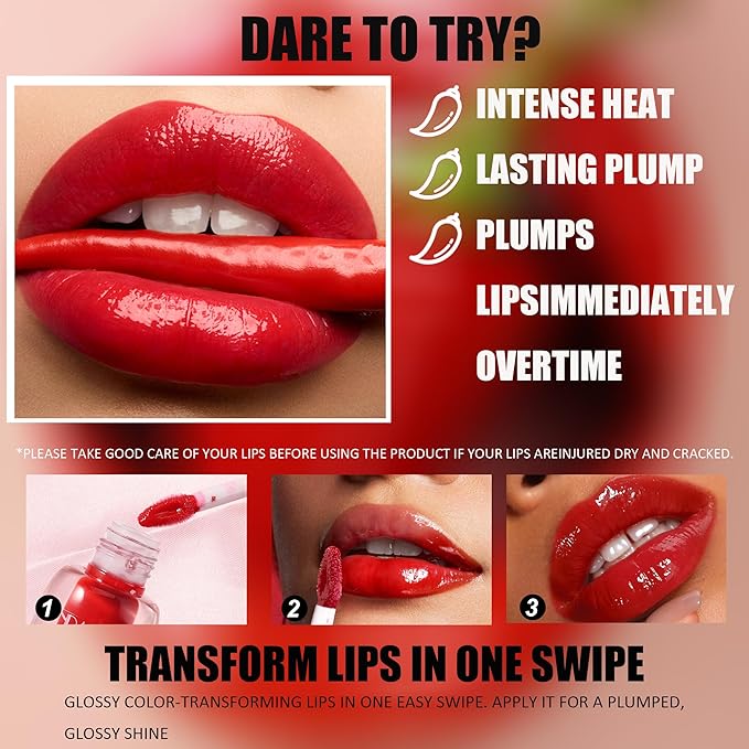 Mirror Lip Plumping, Spicy Lip Glaze Lip Tint, Plumping,