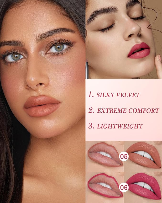 Lip Stain Marker Pen Set, 2Pcs Lip Liner Longlasting