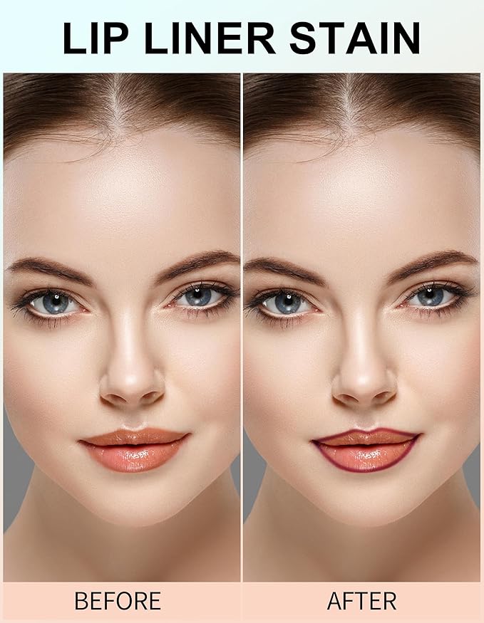 Erinde 3PCS Peel Off Lip Liner Stain, Long Lasting Tattoo Lip Liner with Tweezer, Matte Finish Peel Off Lip Stain, Waterproof Transfer Proof Lip Stain Peel Off, Non-Stick Cup Nude Lip Stain Lipliner