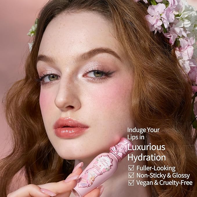 Flower Knows Midsummer Fairytales Lip Gloss-Glowy Moisturizing Coating Lip Lacquer-Hydrating Tinted Lip Oil for Girls&Women-Vegan & Cruelty Free-0.17Fl Oz(G04 To the Moon)