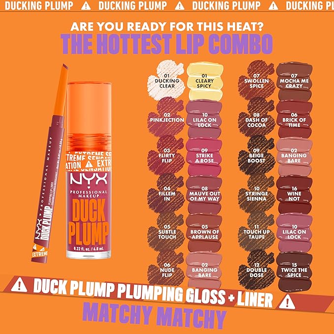 NYX PROFESSIONAL MAKEUP Duck Plump Plumping Lip Liner, Matte Pencil With Up To 10HR Wear, Swollen Spice (Warm Nude Lip Liner)