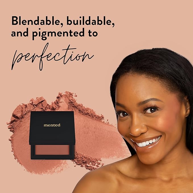 Mented Cosmetics Made in Italy, Cruelty Free Makeup, Vegan, Paraben Free, Shimmer Cheek Blush Palette for Face, Powder Face Blush for Women with Vitamin E, 0.2oz/7g, Peach for the Stars