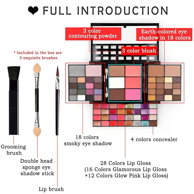 Professional Makeup Palette Set, 36 Colors Eyeshadow +