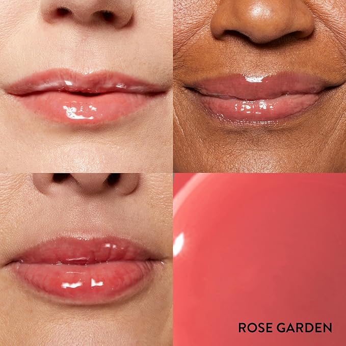 LAURA GELLER NEW YORK Fine Shine Glossy Lip Oil Duo, Rose Garden + Glass Half Full - Clear Pink Lip Gloss with Hydrating Squalane