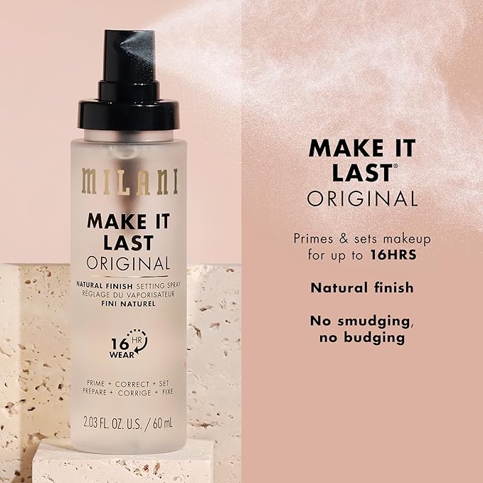 Milani Make It Last Original - Natural Finish Setting SPray - 3-in-1 Setting Spray and Primer- Prime + Correct + Set - Makeup Finishing Spray and Primer - Long Lasting Makeup Primer and Spray - 2 Pack