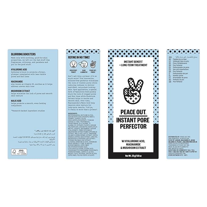 Peace Out Skincare Instant Pore Perfector, Skin Primer Silicone-Free, 0. 8 Oz