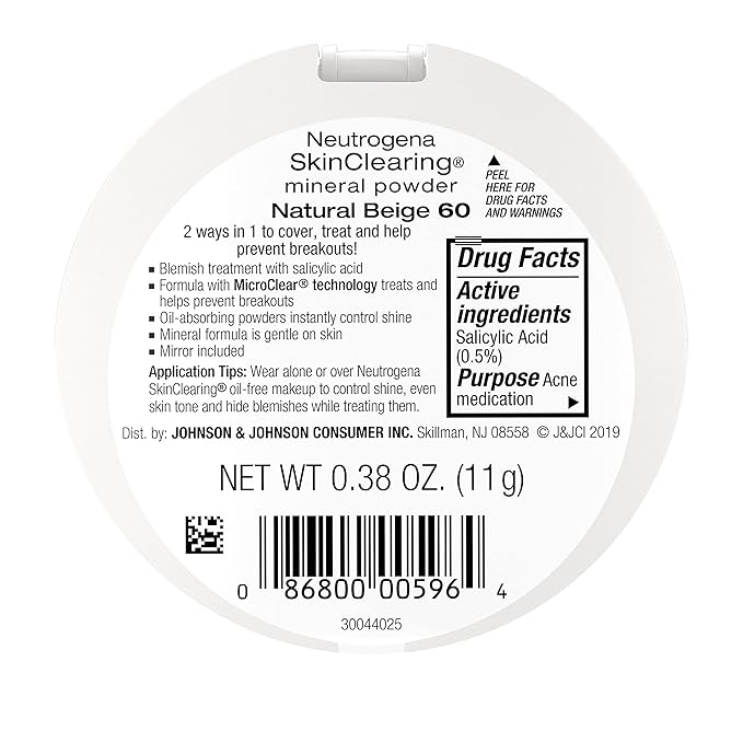 Neutrogena SkinClearing Mineral Acne-Concealing Pressed Powder Compact, Shine-Free 38 oz