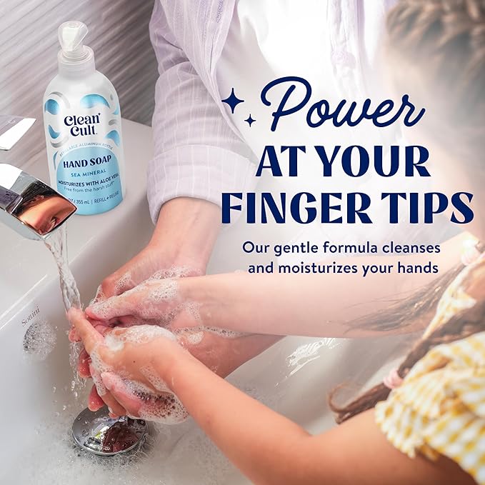 Cleancult Liquid Hand Soap Refill - Sea Minerals - Gentle On Sensitive Skin - Made with Aloe Vera & Essential Oils - Eco Friendly - Paper-Based Packaging - 32 oz/1 Pack