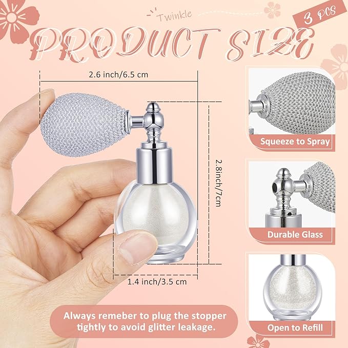 3 Pcs Glitter Spray for Hair and Body,