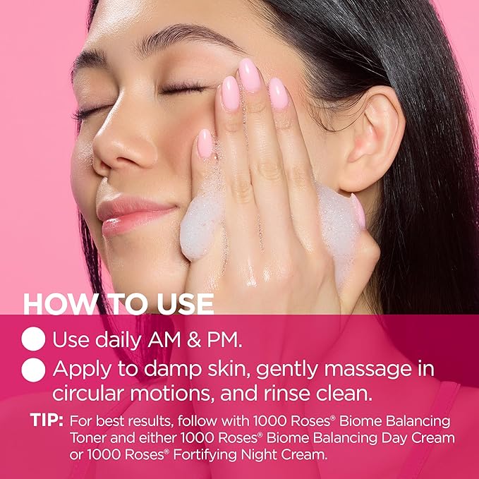 Andalou Naturals 1000 ROSES Gentle Cleansing Foam Face Wash, Hydrating Foaming Facial Cleanser with Rosewater & Aloe for Women & Men, Non Toxic, Vegan