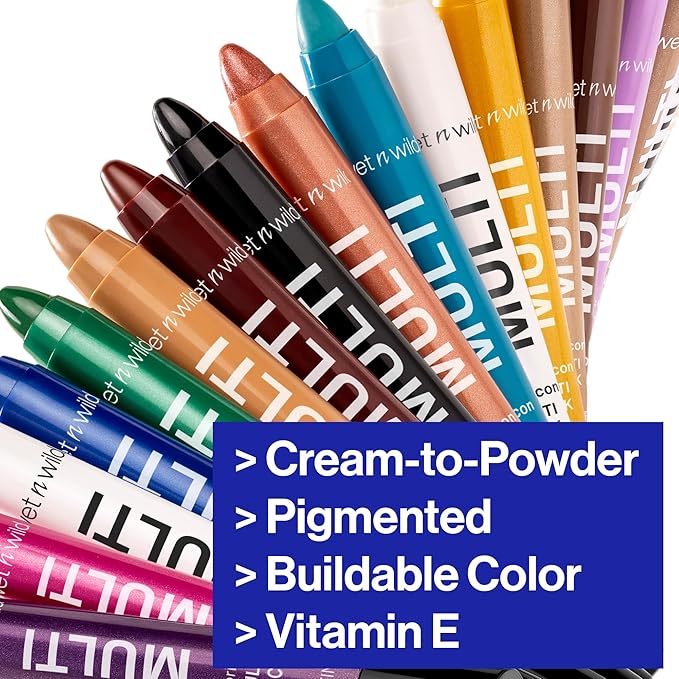 wet n wild Color Icon Cream Eyeliner Eyeshadow Multi-Stick, Moisturizing, Nourishing Velvety Cream-to-Powder Buildable & Blendable Formula, Cruelty-Free & Vegan - Blue Me Away