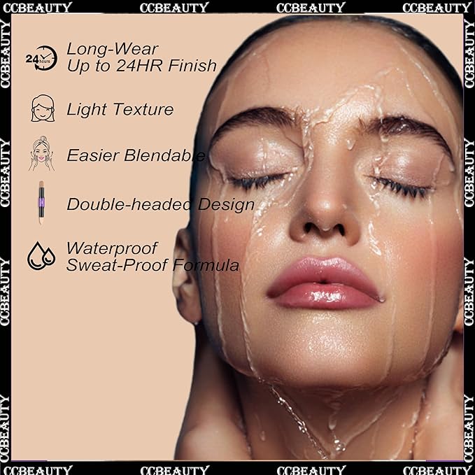 CCbeauty 2pcs 2-IN-1 Matte Contour Concealer Stick Cool