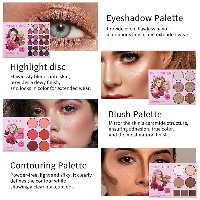 4-Layer Book-Style Foldable Makeup Palette Set | Portable