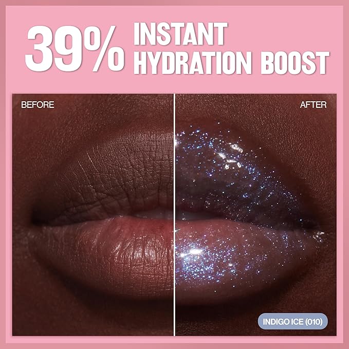 REVLON Super Lustrous Glimmer Gloss, Non-Sticky Lip Gloss, High-Shine Finish, Plant-Based Glitter, 009 Razz Beamy, 0.13 fl oz