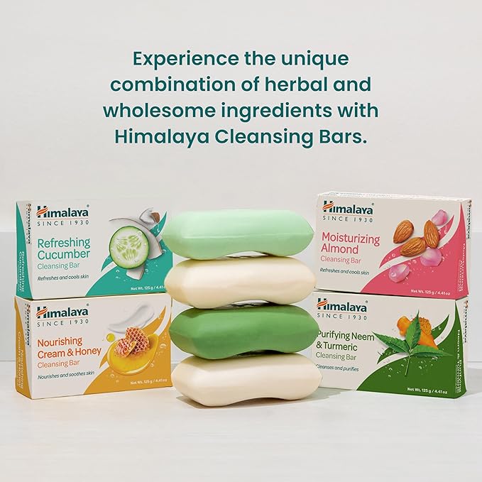 Himalaya Purifying Neem & Turmeric Cleansing Bar for Clean and Healthy Looking Skin, Free from Parabens, SLS and Phthalates, Gluten Free, Vegan, 125 g (4.41 oz), 6 Pack