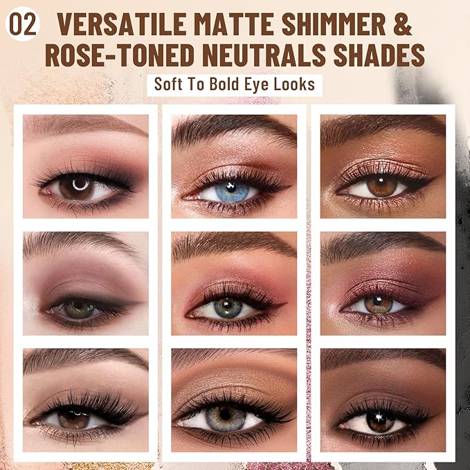 2PCS 6 Colors Mini Naked Eyeshadow Palette Makeup with Brush Set Neutral Nude Eye Shadow Pink & Brown Matte Shimmer Make Up Pallet with Mirror Highly Pigmented Travel Size Gift Kit