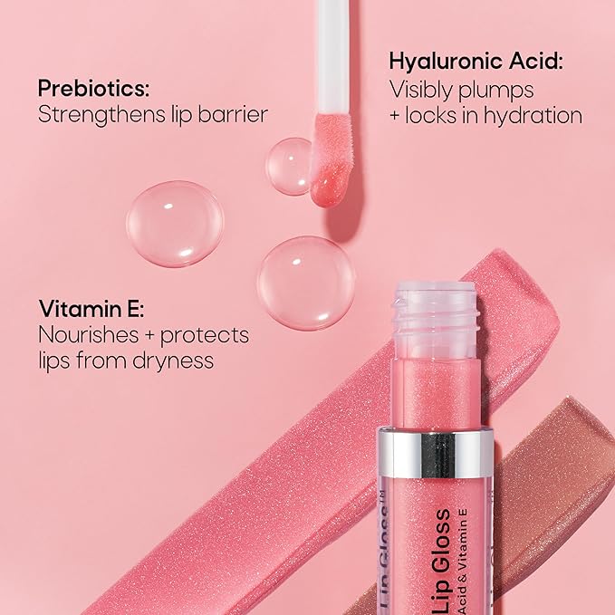 Almay Color & Care Hydrating Lip Gloss, Soft Natural Hues, Prebiotic Complex, Hyaluronic Filling-Sphere Technology, 500 Sunrise Punch, 0.1 Fl Oz
