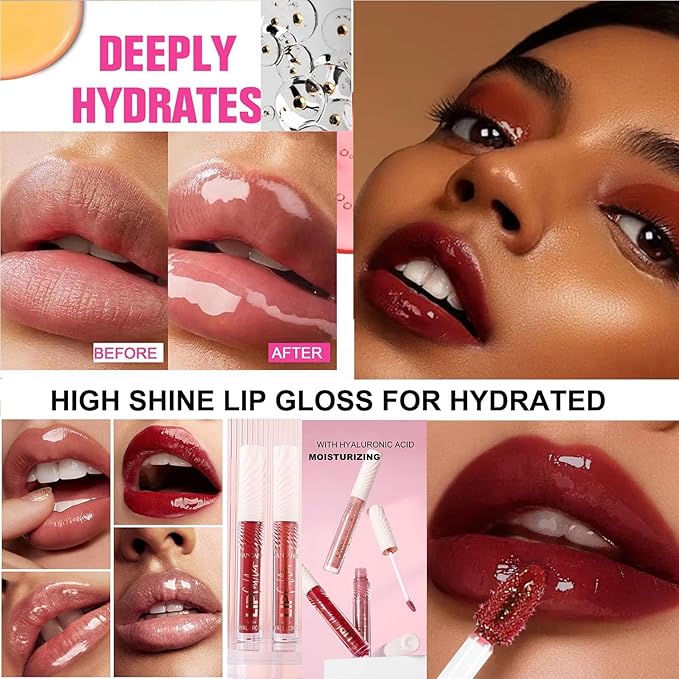 Watermelon Sugar Lip GlossTinted Glitter Lipgloss Lip Oil Teens Moisturizing Lipstick Lip Balm High Shine And Vegan Plumping Lip Gloss For Women Girls Long-Lasting Dry Lip Care lip pumper gloss 07
