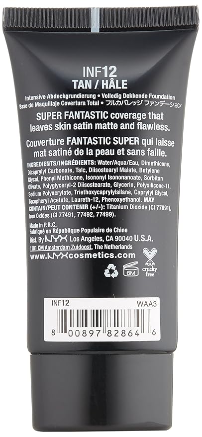 NYX Professional Makeup Invincible Fullest Coverage Foundation, Tan, 0.85 Ounce