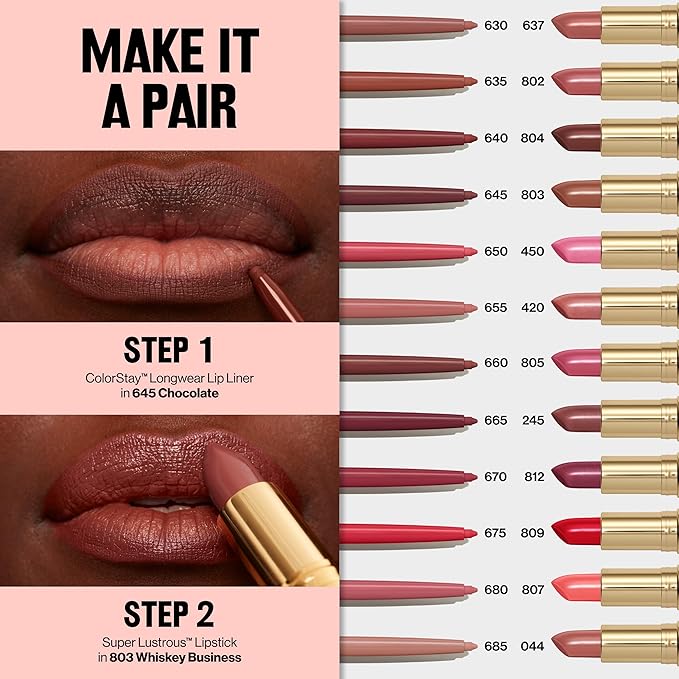 Revlon Colorstay Lip Liner with Built-In Sharpener, Valentine's Day Makeup Gifts for Women, Longwear Rich Colors, Smooth Application, 655 Plum, 0.01 oz