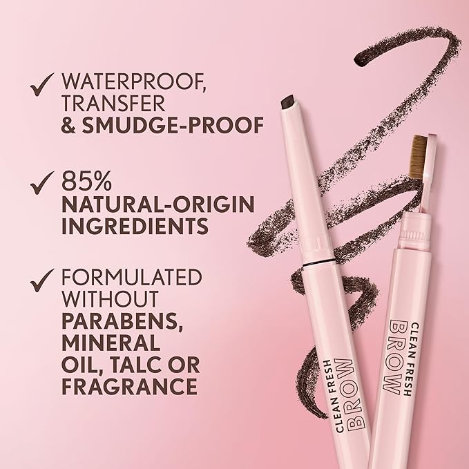Covergirl Clean Fresh Brow Filler Pomade, 500 Medium Brown, Eyebrow Pencil, Ultra-Precise Tip, Creamy Formula, Highly Pigmented, Soft Matte Finish, Vegan Formula, 0.007oz