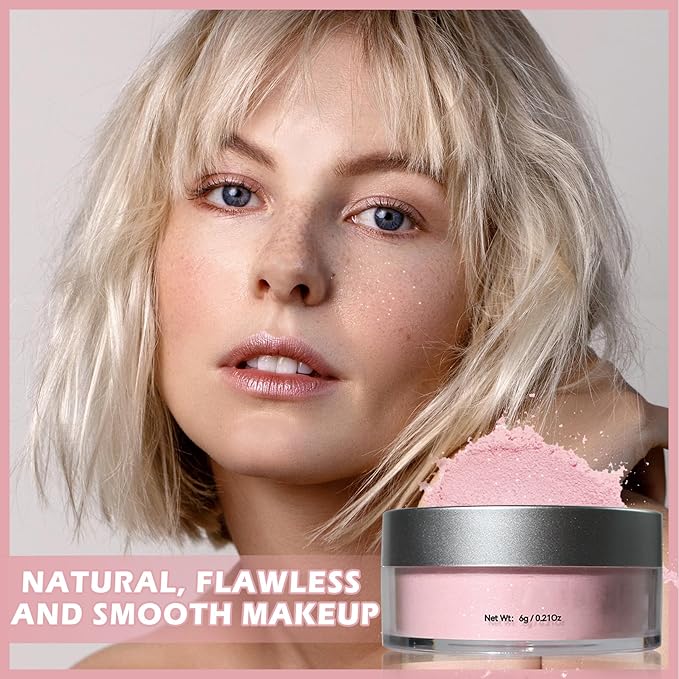 Pink Translucent Setting Powder Shimmer Glitter Loose Setting Skin Tones