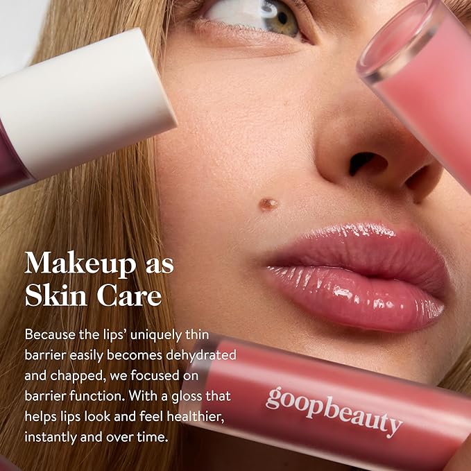 goop Beauty Hydra-Barrier Gel Gloss | Hydrating Lip Gloss to Moisturize & Plump Lips | Hyaluronic Acid & Vitamin E | Tulip - Sheer Hot Pink | 0.13 oz