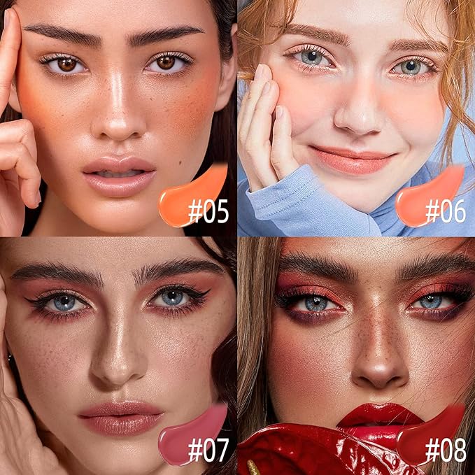 Liquid Blush for Cheeks, Soft Cream Blush with CHEERY-Peachy Pink