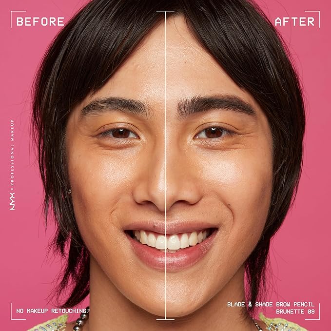 NYX PROFESSIONAL MAKEUP Blade & Shade Brow Pencil, Nano Mechanical Eyebrow Pencil, Up to 16HR Make Up Wear - Brunette