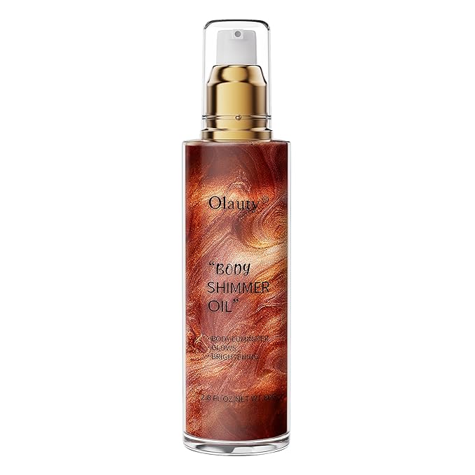 Shimmer Body Oil, Highlighter Makeup Smooth Glitter Glow Golden Brown)