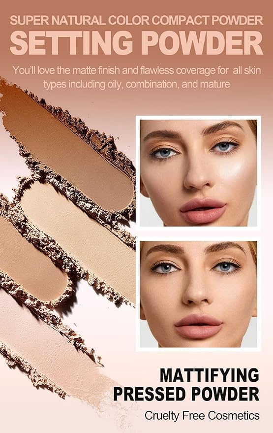 MAEPEOR Pressed Powder 8 Colors Oil Control Matte Buff Beige)