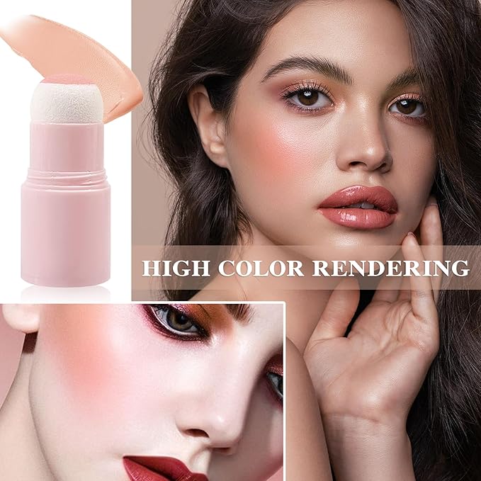 Cream Blush Stick with Brush,Waterproof Multi Cream Blush Skin K4