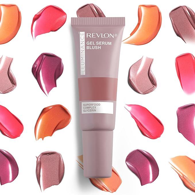 Revlon Illuminance Gel Serum Blush, Visibly Plump Cheeks, Dewy Finish and Hydrates All Day, 140 Brilliant Berry, 0.37 fl oz.
