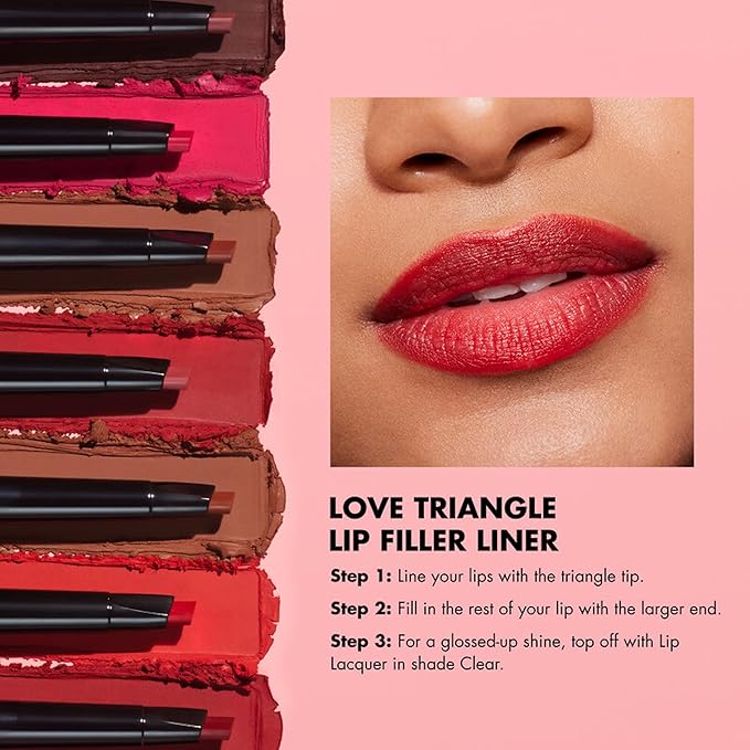 e.l.f. Love Triangle Lip Filler Liner, 2-in-1 Lipliner Pencil For Sculpting & Filling, Long-Lasting Intense Color, Vegan & Cruelty-Free, Plum
