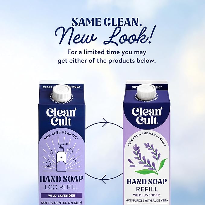 Cleancult Liquid Hand Soap Refill - Wild Lavender - Moisturizes Dry & Sensitive Skin - Made with Aloe Vera & Lavender Essential Oils - Eco Friendly - Paper-Based Packaging - 32 oz/1 Pack