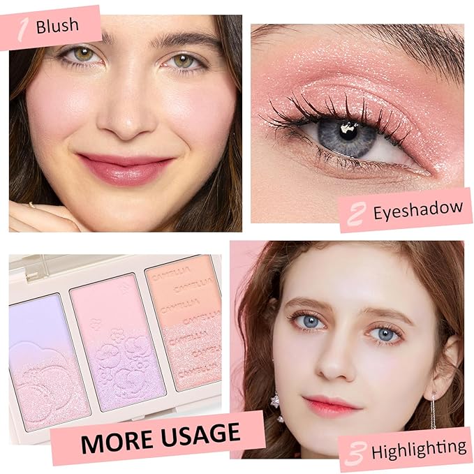 Boobeen Blush Contour Highlighter Makeup Palette - 3 the Face