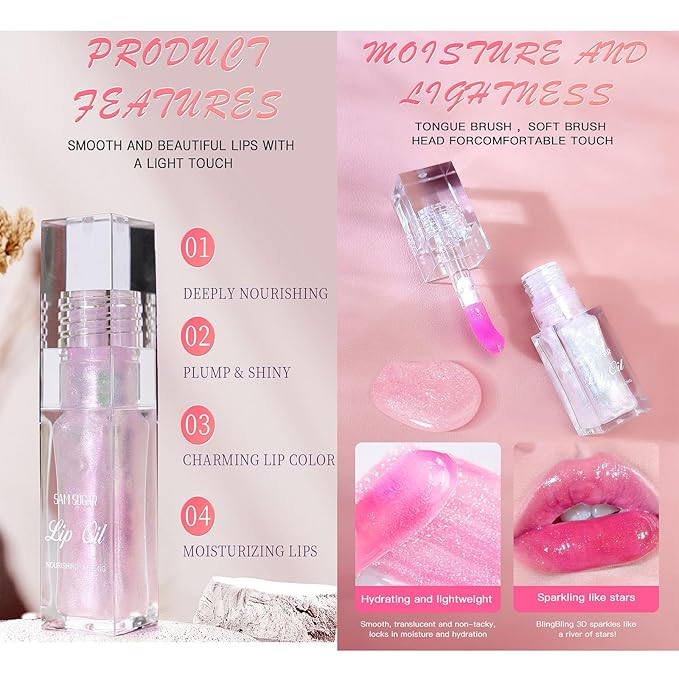 2 Pcs Magic Color Changing Lip Oil, Long Lasting Moisturizing Lip CareNon-Sticky Fresh Texture Glimmer Lip Glow Oil. (Magic Color Changing & Pearlescent Color Changing)