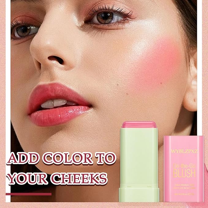 Cream Blush Stick,Multi-Use Makeup Blush Stick,Blendable Long Lasting