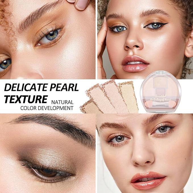 Boobeen 4-Color Makeup Palette, Highly Pigmented Glitter Eyeshadow