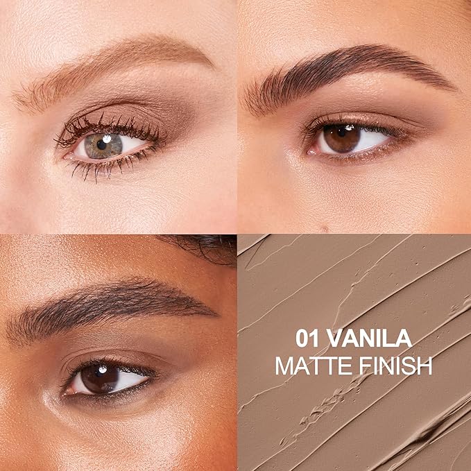 FV Long Lasting Cream Eyeshadow Stick, Waterproof & High Pigmented Eye Shadow Sticks Duo with Blending Sponge, Crease-Proof & Natural Finish Eyeshadow Pencil, Vanilla Matte