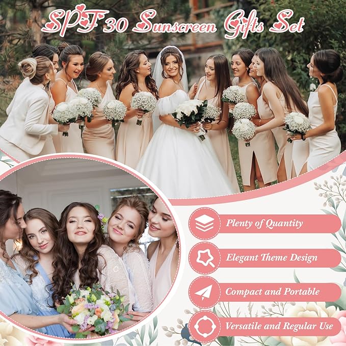 72 Pcs Mini Sunscreen Bulk for Summer Party Wedding SPF 30 Water Resistant Sunscreen Lotion Bulk 1oz Travel Size for Thank You Gifts Summer Party Wedding Supplies(Floral)