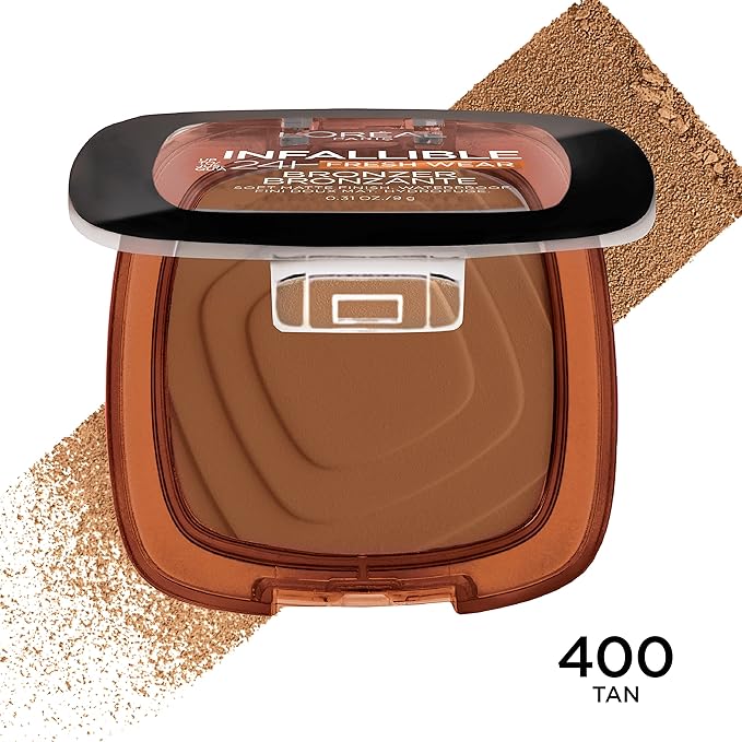 L'Oreal Paris Infallible Up to 24H Fresh Wear Soft Matte Longwear Bronzer. Waterproof, heatproof, Transfer, humidity and sweatproof, Tan, 0.31 oz