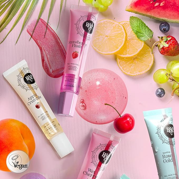 ROSÉE & CO Rosee Lip Gloss Vegan & Cruelty Free Treatment, Professional Make up, Long Lasting Glossy with Shea Butter, Moisturize, Protect & Smooth, High Shine, Non-Sticky (m. Scarlet Peach, 0.5)