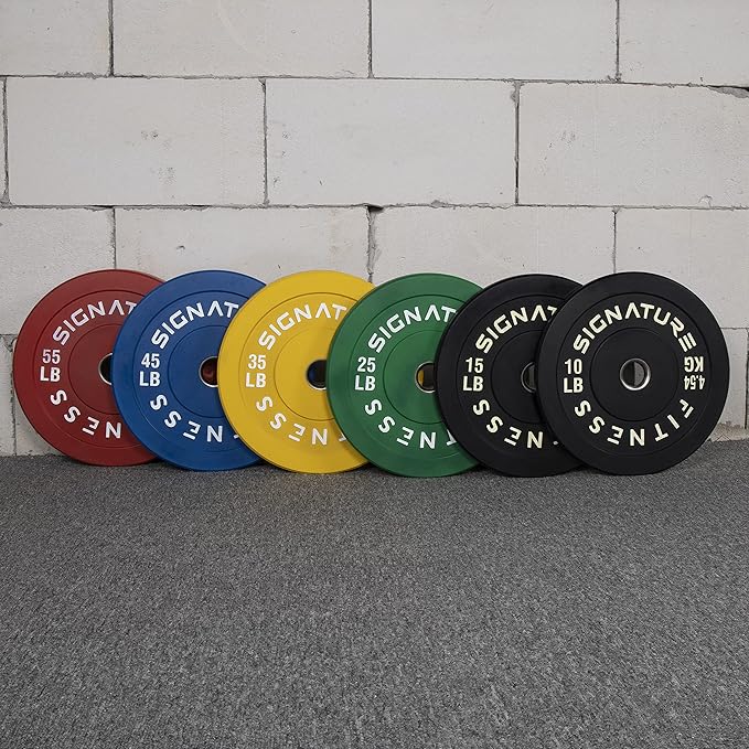 Signature Fitness 2" Olympic Bumper Plate Weight Plates 35LB Single,