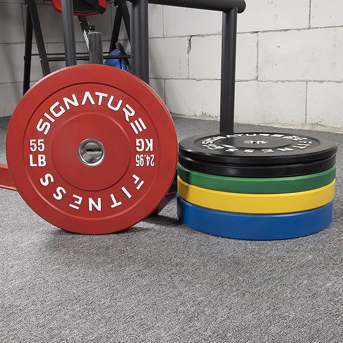 Signature Fitness 2" Olympic Bumper Plate Weight Plates 35LB Single,